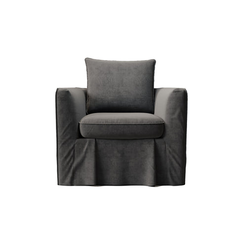 Slipcovered Accent Chair, Dark Grey