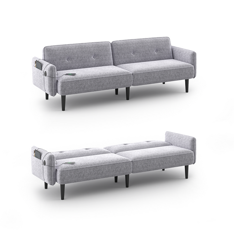 83" Modern Linen Futon Sofa Bed