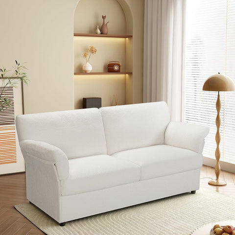 72" 2-Seater Boucle Loveseat Sofa, White