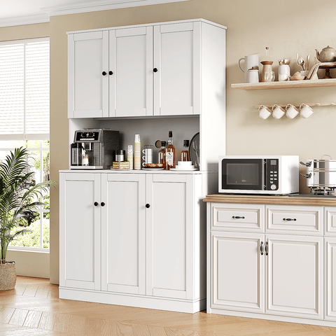 71" Tall Kitchen Pantry Storage Cabinet with Microwave Stand