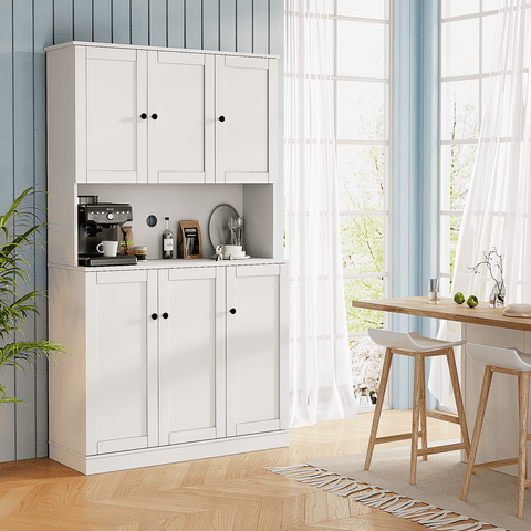 71" Tall Kitchen Pantry Storage Cabinet with Microwave Stand
