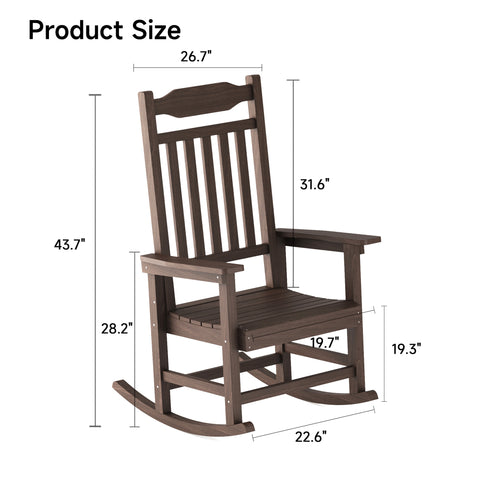 Outdoor Rocking Chair, Dark Brown