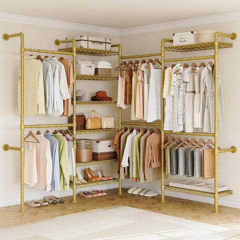 L4 Wall Mounted Heavy Duty Corner Industrial Pipe Clothing Rack