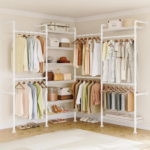 L4 Wall Mounted Heavy Duty Corner Industrial Pipe Clothing Rack