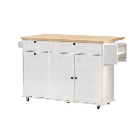 60" Mobile Kitchen Island with Drop Leaf