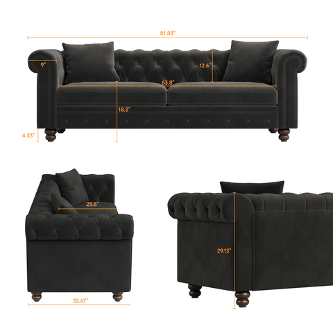 82” Chesterfield Velvet Loveseat Sofa