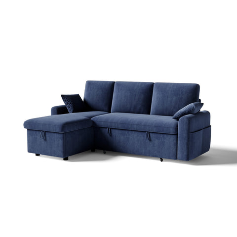 Modern Terry Fleece Sectional Sleeper Sofa with Pull Out Bed