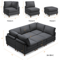 90" Modern Corduroy 6 Seater Modular Sectional Sofa