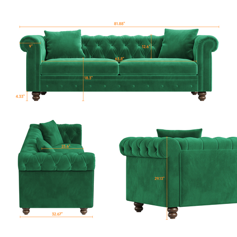 82” Chesterfield Velvet Loveseat Sofa