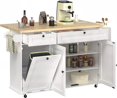 60" Mobile Kitchen Island with Drop Leaf