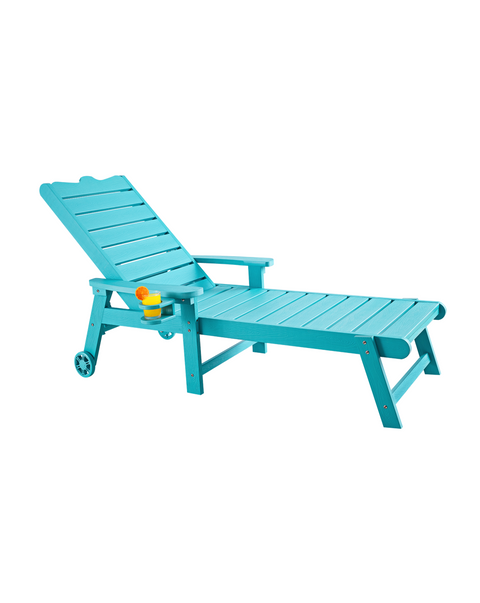 Patio Lounge Chairs with 5-Level Adjustable Backrest, Blue