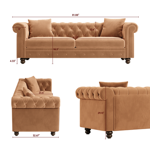 82” Chesterfield Velvet Loveseat Sofa