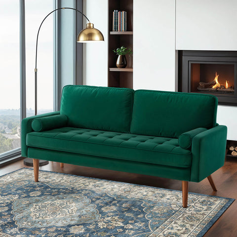 2-Seater Velvet Couch , Green