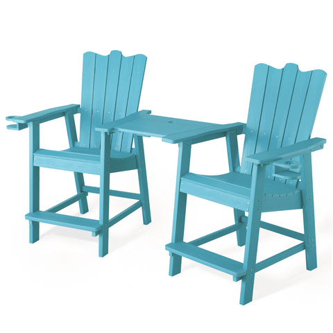 Tall Balcony Chair Set of 2, Blue