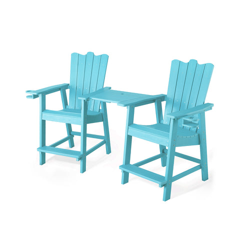 Outdoor HDPS Tall Balcony Chair Set of 2