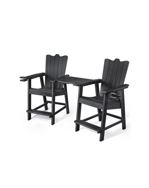 Tall Balcony Chair Set of 2, Black