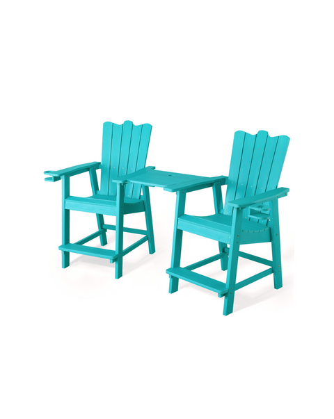 Tall Balcony Chair Set of 2, Blue