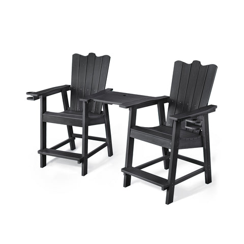 Outdoor HDPS Tall Balcony Chair Set of 2