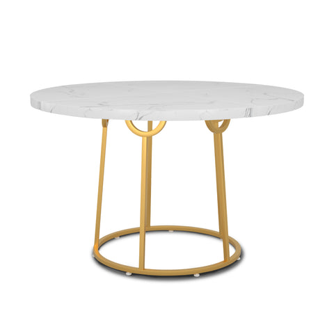 47.24" Modern Wooden Faux Marble Round Dining Table