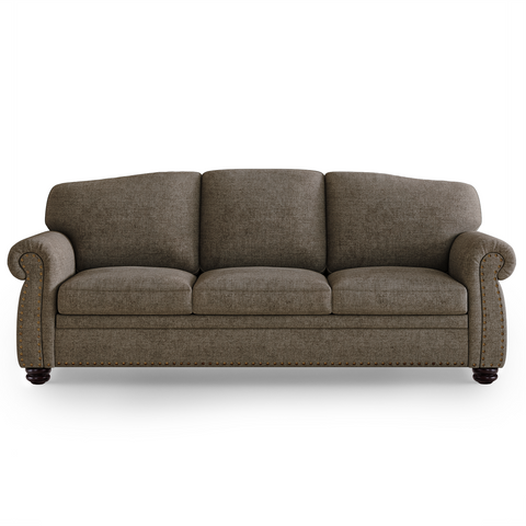 90" Modern Farmhouse Nailhead Trim 3 Seater Sofa with Rolled Arms