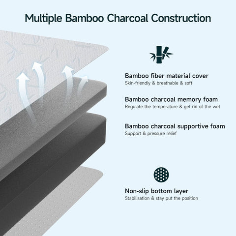 Bamboo Charcoal Dual Layer Foam Mattress Topper