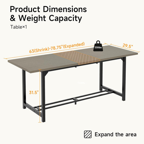 78.74” Large Kitchen Table for 6-8 People