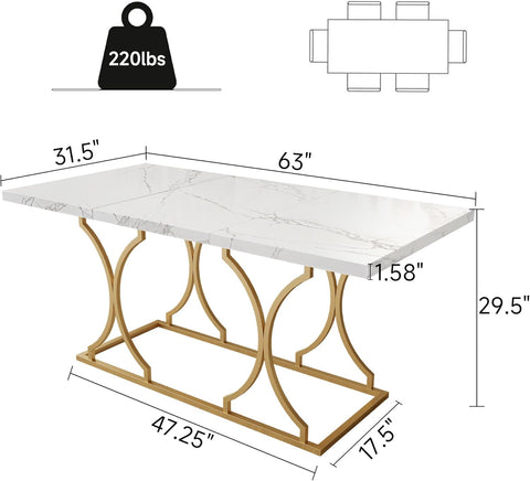 63" Modern Rectangle Dining Table