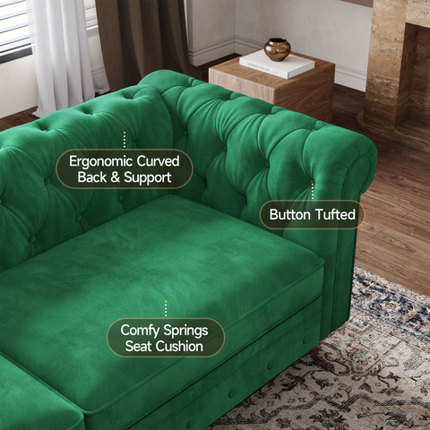 82” Chesterfield Velvet Loveseat Sofa