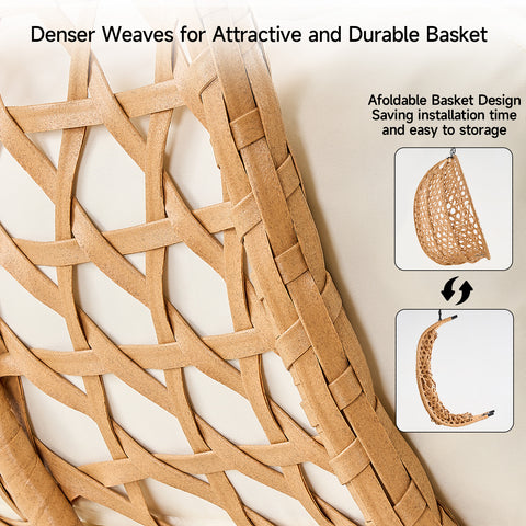 ONBRILL Double Hanging Egg Chair with Stand, Bohemian Knot Style Hammock Swing Chair, Foldable Basket & Denser Weaves, 650 Lbs Capacity Loveseat with UV Resistant Cushion for Patio, Backyard