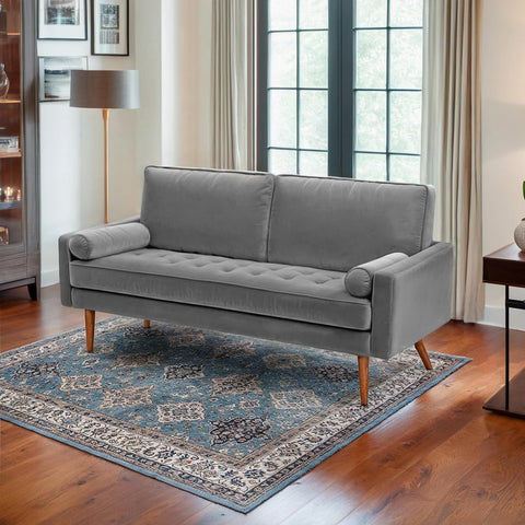2-Seater Velvet Couch , Grey