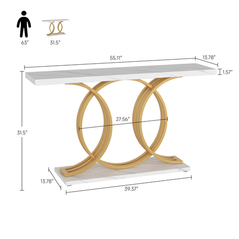 55" Modern Faux Marble Console Table