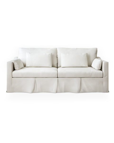 84" Modern Linen 3-Seater Slipcovered Sofa, White