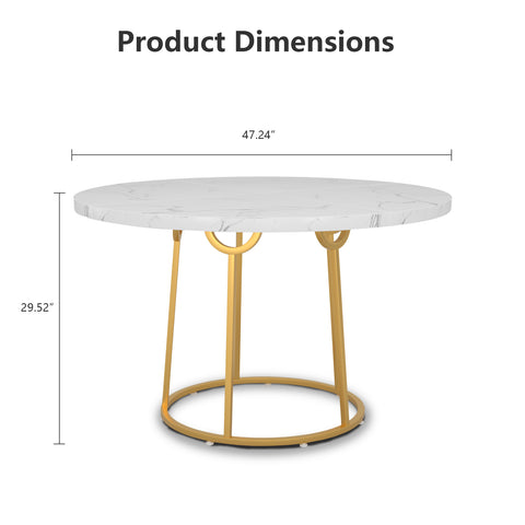 47.24" Modern Wooden Faux Marble Round Dining Table