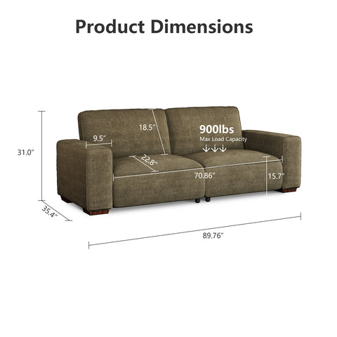 90" Modern Minimalist Chenille Oversized 3 Seater Sofa