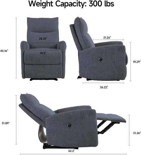 Modern Linen Electric Recliner Chair with USB Port