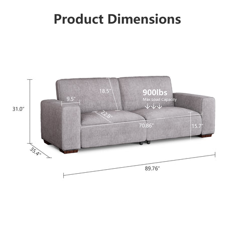 90" Modern Minimalist Chenille Oversized 3 Seater Sofa