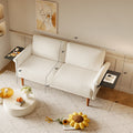 70" Modern Fleece Loveseat Sofa with Foldable Side Table