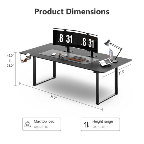 Modern Rectangle Sterling Standing Desk