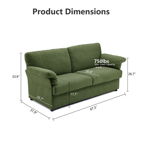 Modern Boucle Loveseat Sofa with Storage