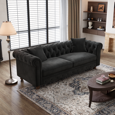 82” Chesterfield Velvet Loveseat Sofa