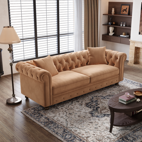 82” Chesterfield Velvet Loveseat Sofa