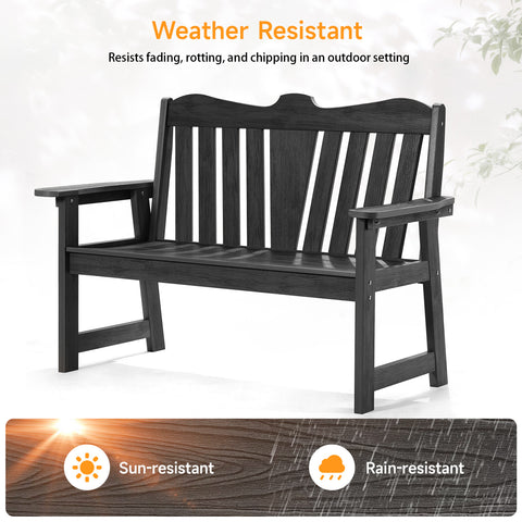 52“ Outdoor HDPS Weatherproof 2 Seater Garden Bench