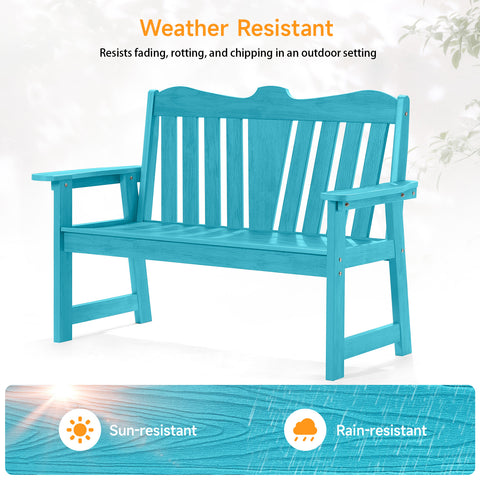 52“ Outdoor HDPS Weatherproof 2 Seater Garden Bench