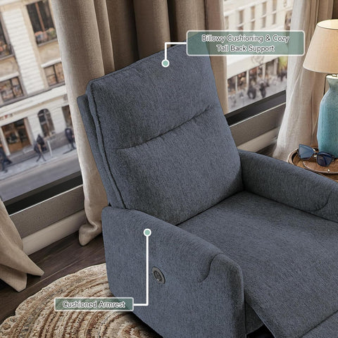 Modern Linen Electric Recliner Chair with USB Port