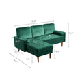 75.9“ Mid-Century Velvet Convertible Sectional L Shaped Sofa