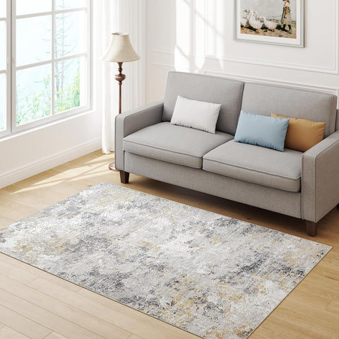 Modern Abstract Area Rugs, Light Brown+Multi