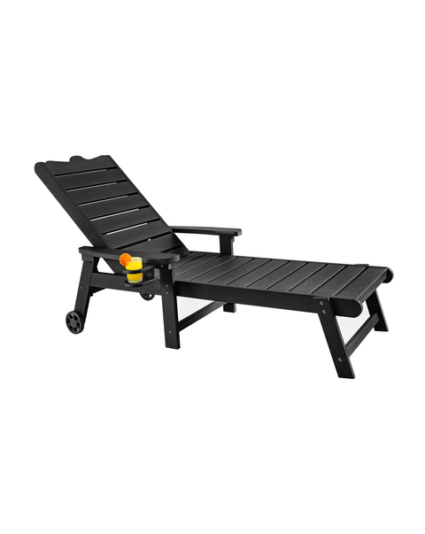 Patio Lounge Chairs with 5-Level Adjustable Backrest, Black