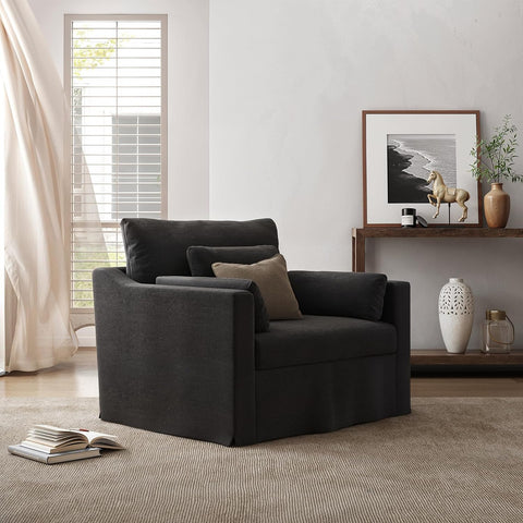 Slipcovered Living Room Chair, Black
