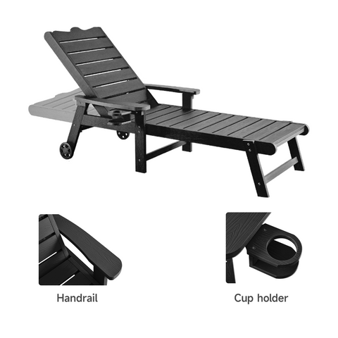 Outdoor HDPS Patio Lounge Chairs with 5-Level Adjustable Backrest