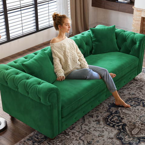 82” Chesterfield Velvet Loveseat Sofa